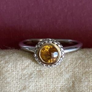 Sterling silver citrine ring with 18k gold accent